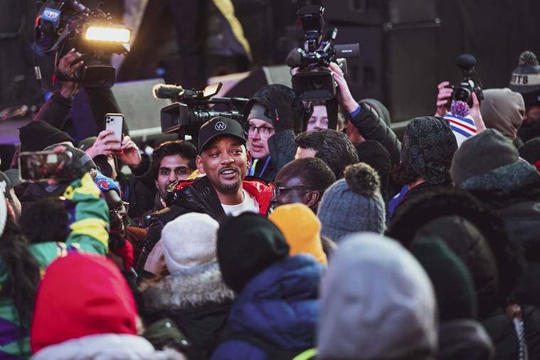 tme square sleeepout, time square night out, sleeping bags, will smith, indian express