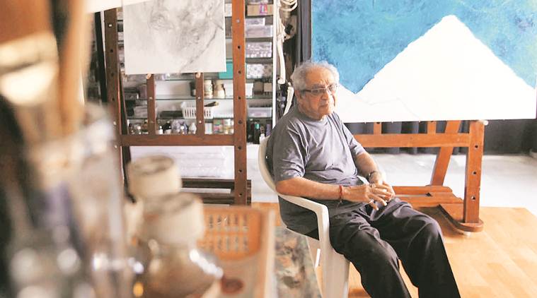Akbar Padamsee, MF Husain, MF Husain's painting, artist Akbar Padamsee, brush paintings, art and culture, indian express talk, indian express news
