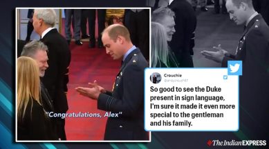 Prince William, Buckingham Palace, Prince William sign tv anchor, language expert Alex Duguid, Duke of Cambridge, trending, indian express, indian express news