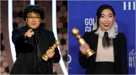 Bong Joon Ho and Awkwafina Golden Globes