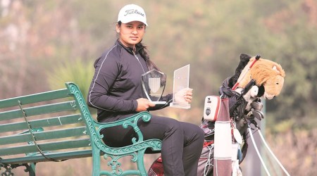 Hunar Mittal at CGA Golf Range in Chandigarh. (Express Photo by Jaipal Singh) 
