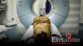 In an undated photo from Leeds Teaching Hospitals/Leeds Museums and Galleries, the mummy of Nesyamun, a priest who lived in Thebes about 3,000 years ago, ready for CT scanning. (Leeds Teaching Hospitals/Leeds Museums and Galleries via The New York Times) no alt set