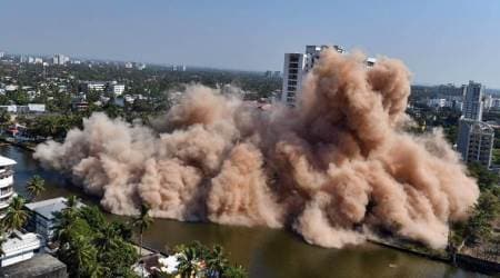 Maradu demolition, Maradu flats demolition, Maradu demolition video, Kerala Maradu buildings, indian express news