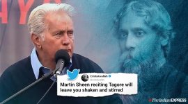 Martin sheen, Rabindranath Tagore, Martin Sheen Tagore poem, Where the mind is without fear, Martin Sheen Tagore poem speech, Fire drill friday protest, Viral videos, Indian express, entertainment news,