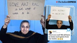 Mother with sign instagram, Mom with sign, Desi mom quotes, Desi mom with sign, Funny instagram handle, Viral news, Indian Express news