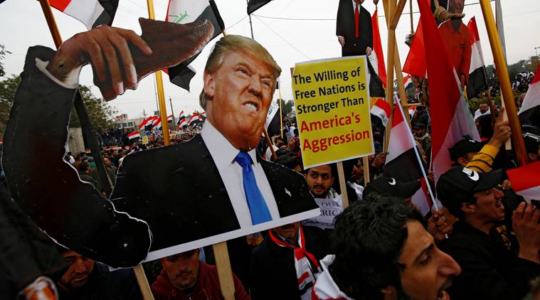  Iraq US, Iraq US tensions, US Iraq Donald Trump, Baghdad protest, World news Indian Express