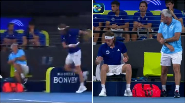 Watch: Stefanos Tsitsipas accidentally hits father while smashing racquet, gets scolding from mother