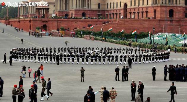 beating retreat photos, beating retreat pics, beating retreat ceremony, republic day celebrations, beating retreat at Rajpath, Vijay chowk, indian express
