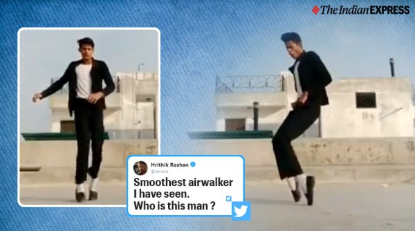 Hrithik Roshan, tiktok star, Hrithik Roshan tiktok star viral video, michael jackson, moonwalk tiktok stars viral video, michael jackson, trending, indian express,indian express news