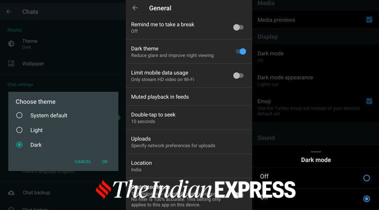 How to enable Dark mode on WhatsApp, Instagram, YouTube, Twitter, and