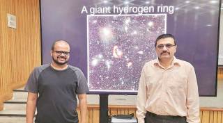 hyderogen ring aound galaxy, galaxy hydrogen ring, National Centre for Radio Astrophysics, NCRA, Tech news, Indian Express