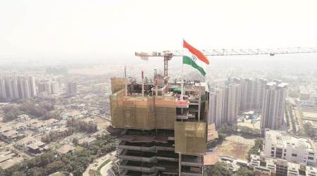 Pune Indian falg hoisted, Indian flag at pune's tallest building, flag of india, Pune news, maharashtra news, indian express news
