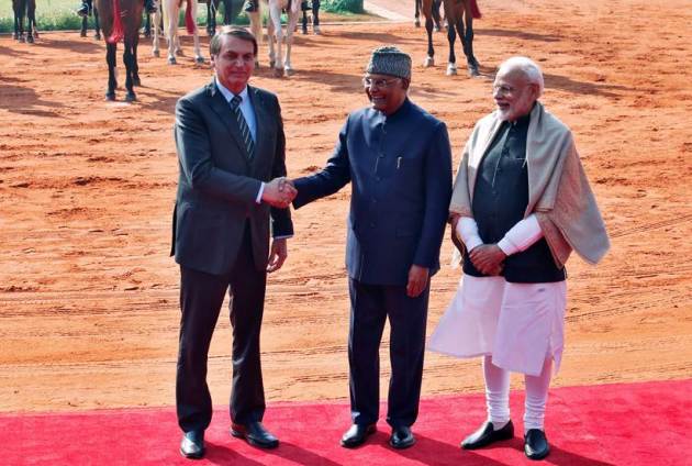 jair bolsonaro in india, brazil president ceremonial reception, republic day chief guest, rashtrapati bhavan, india-brazil relations, pm narendra modi, president ramnath kovind, indian express