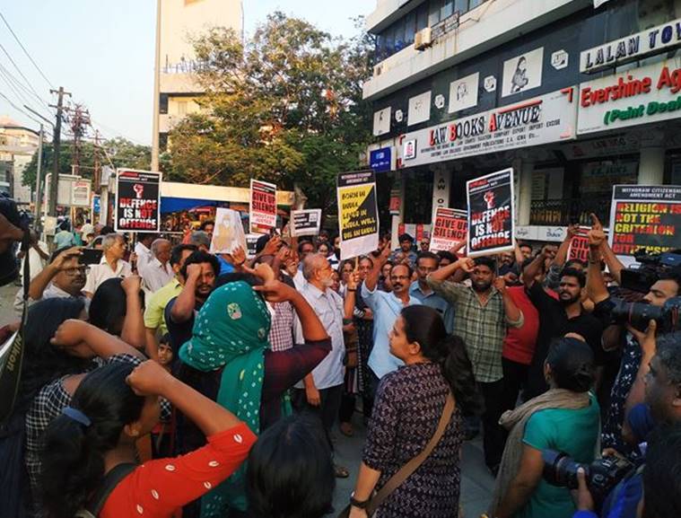 JNU violence, kerala protest against JNU violence, protest in kochi, protest in kerala, ABVP, indian express, SFI protest, 