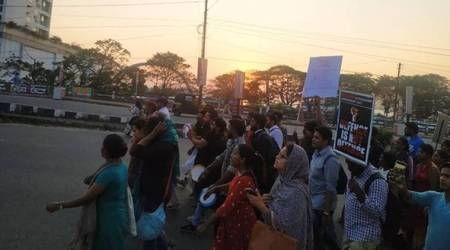 JNU violence, kerala protest against JNU violence, protest in kochi, protest in kerala, ABVP, indian express, SFI protest,