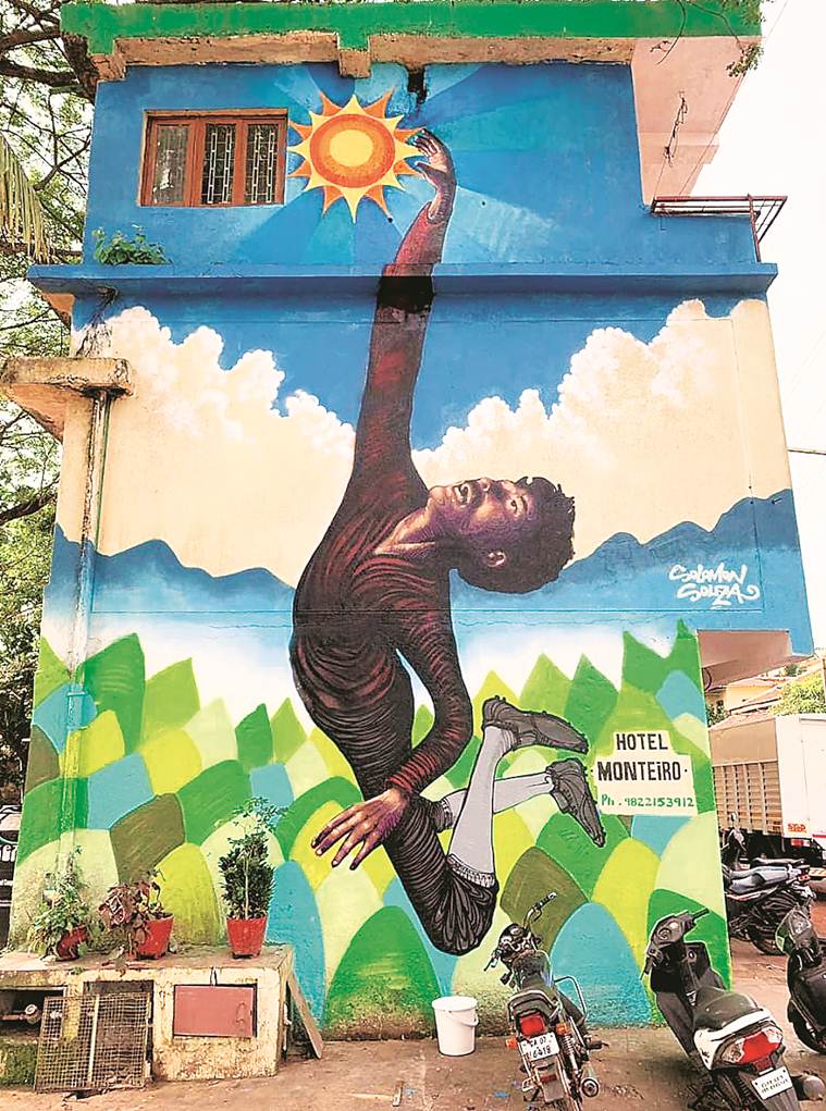 goa festiv season, life in goa, Graffiti artist FN Souza, Solomon Souza, indian express news