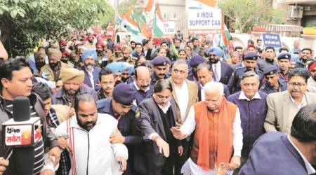 Manohar Lal Khattar, Sampark Abhiyan, citizenship amendment act, CAA protest, NRC protest, haryana news, indian express news