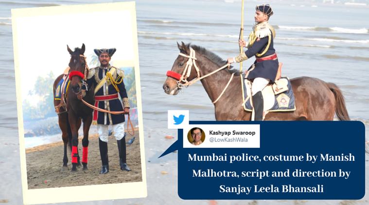mumbai police, mumbai mounted police, mumbai mounted horse police, mounted police uniform mumbai, manish malhotra mumbai police uniform, viral news, mumbai news, indian express