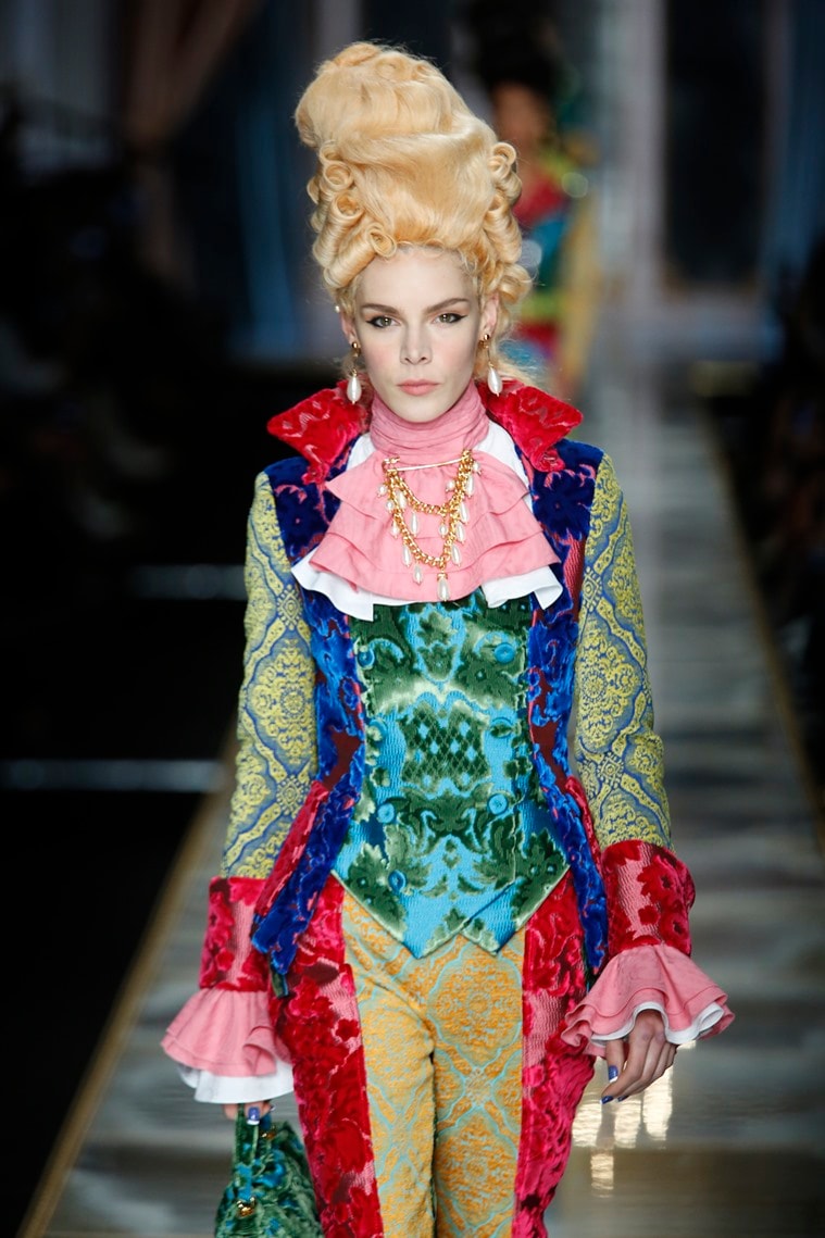 Milan Fashion Week 2020, Milan Fashion Week 2020 Moschino, Moschino Jeremy scott Milan Fashion Week 2020, Milan Fashion Week 2020 let them eat cake, fashion, indian express 