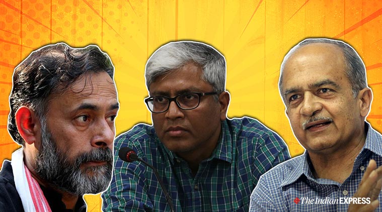 AAP dissents on kejriwal, Yogendra Yadav on AAp, Prashant Bhushan on ARvind Kejriwal, Ahsutosh on delhi elections, Delhi news, Delhi assembly elections 2020, How AAP dissents see Delhi election, Indian express