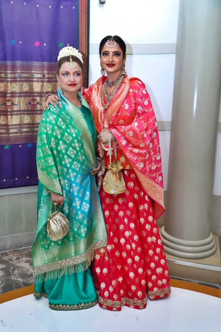 rekha, rekha latest photos, rekha sari, sari designs 2020, sari ideas 2020, bollywood style sari, rekha actor, rekha amitabh bachchan, indian express