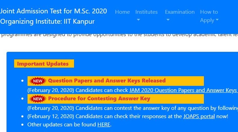 IIT-JAM 2020 provisional answer key released, how to raise objections
