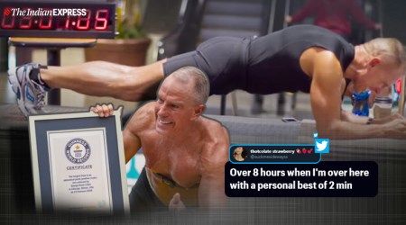 Guinness World Record, longest plank by 62 years old, record for longest plank, George Hood world record of longest plank, Chicago, Trending, Indian Express news