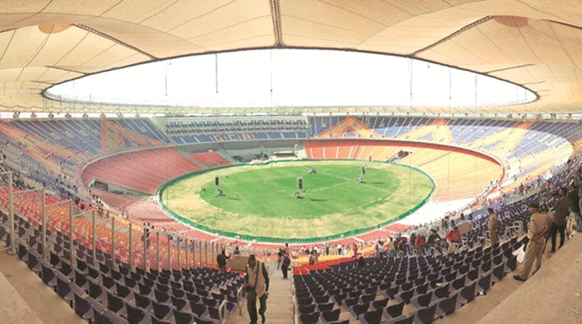 Motera Stadium, Motera stadium Ahmedabad, Donald Trump India visit, Trump India visit, Donald Trump Motera Stadium, Namastey Trump event, Ahmedabad news, city news, Indian Express