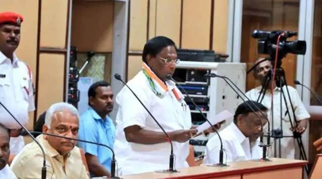 puducherry cm, puducherry assembly, Chief Minister V Narayanasamy, Puducherry Lok Sabha member V Vaithilingam, Puducherry Congress legislator T Jayamoorthy, Puducherry CPI, Puducherry CPI(M), Puducherry VCK, Congress-led SDA ,Secular Democratic Alliance (SDA), india, indian express