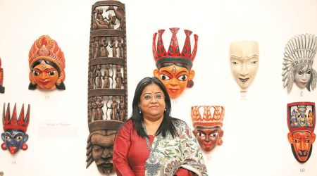 Sharmila Sen, Kalighat paintings, work on conch shells, painting exhibition delhi, Bengal’s traditional crafts, indian express news