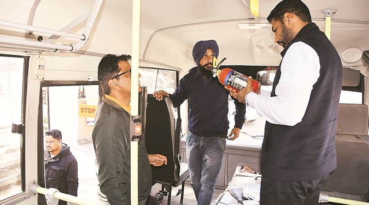 Sangrur school van fire, vehicles ferrying school kids, chandigarh news, punjab news, indian express news