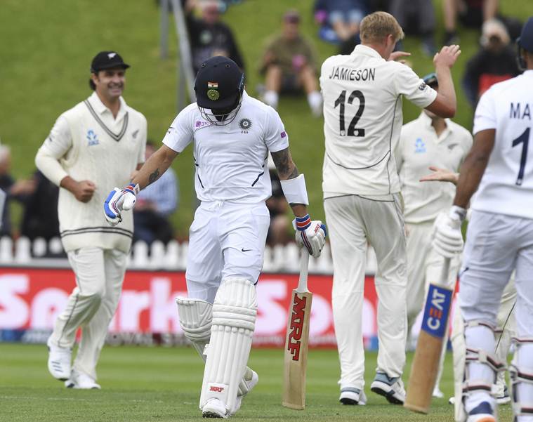 India vs New Zealand, INDvNZ test, first Test India vs NZ, Kyle Jamieson bowling, Indian innings Wellington, first Test, NZvIND