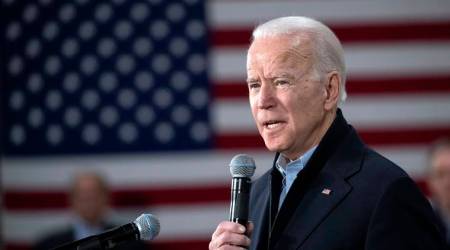 Democratic presidential candidate former Vice President Joe Biden speaks during a campaign rally, Tuesday, Feb. 4, 2020, in Nashua, N.H. (AP Photo/Mary Altaffer)