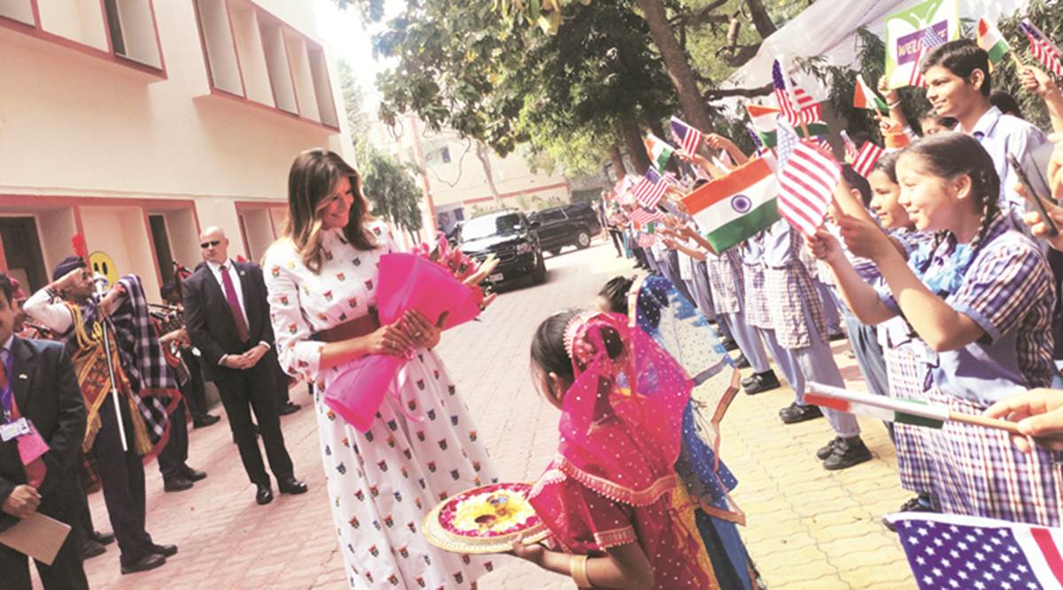 Melania Trump, Melania Trump happiness class, Melania Trump happiness class visit, Melania Trump delhi school visit, delhi news