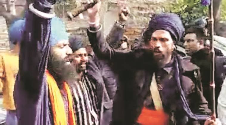 nihang singh protest, ludhiana news, ludhiana city news, ludhiana drugs, ludhiana anti drug protest, indian express