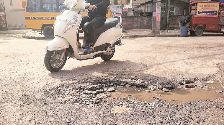 panchkula news, panchkula city news, panchkula roads, panchkula road repair, indian express, panchkula road condition