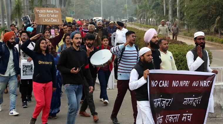 Panjab University students raise voice against Delhi violence