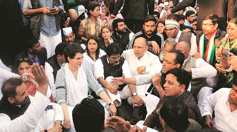 Priyanka Gandhi, Priyanka Gandhi protest march, Priyanka Gandhi CAA, Priyanka Gandhi Delhi peace march, delhi violence, indian express