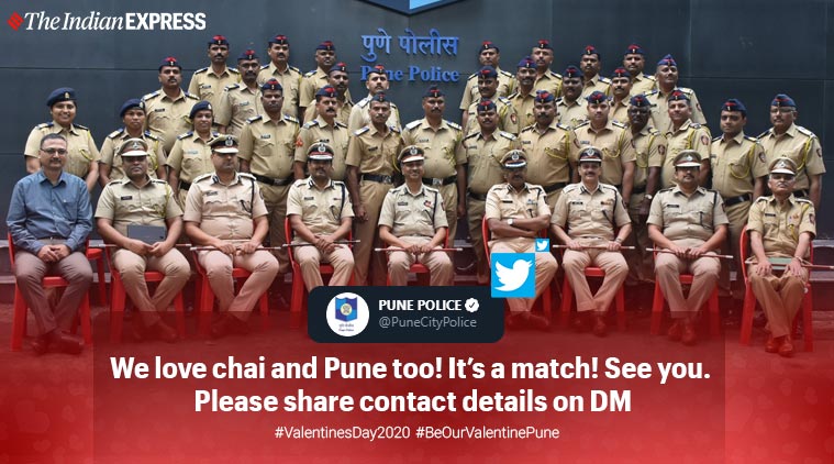 valentine's day, valentines day 2020, pune police, pune police valentines day, chai date pune police, happy valentines day, viral news, good news, indian express