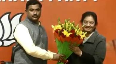 Sasikala Pushpa, Sasikala Pushpa AIADMK, Sasikala Pushpa joins BJP, AIADMK leader joins BJP, Tamil Nadu elections, Tamil Nadu Assembly elections, India news, Indian Express