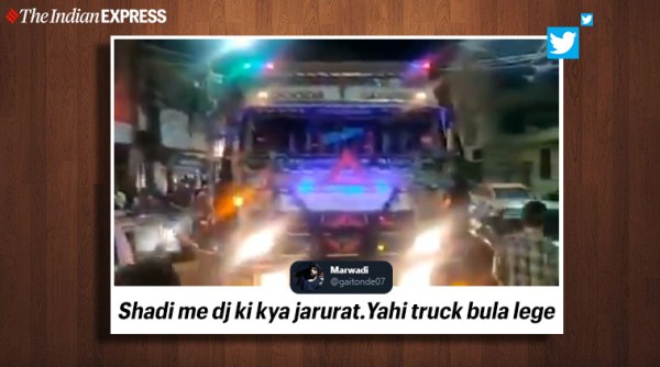 truck musical horn, truck bollywood horn sound, truck unusual horn, sholay song horn, yamla pagla deewana, yamla pagla deewana horn sound, indian express, viral videos