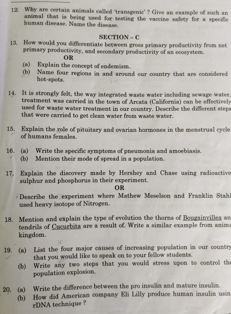 CBSE Class 12 Biology exam easy despite some concept-based questions ...