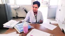 Calm prevails doc Nursing sister-in-charge Jaswinder Bakshi at Government Multi Specialty Hospital in Chandigarh on Wednesday. (Express Photo)