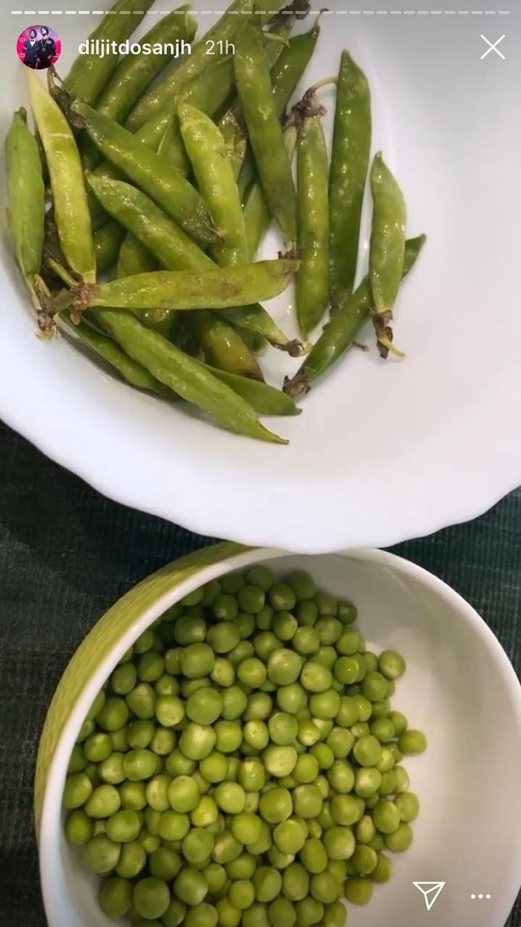 Diljit Dosanjh, Diljit Dosanjh cooking, Diljit Dosanjh quarantine, Diljit Dosanjh matar paneer veggie, Diljit Dosanjh instagram, coronavirus Diljit Dosanjh cooking, indian express news
