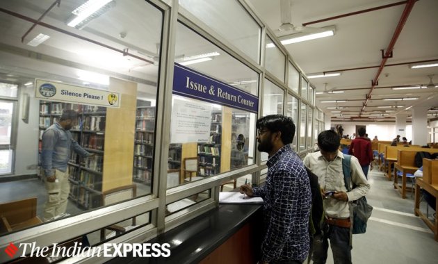 Jamia Milia Islamia campus library, Jamia Milia library attack, Jamia library CAA protest attack, Jamia Delhi police attack photos, indian express