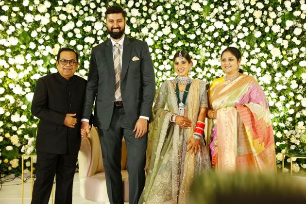 brahmanandam at Jayasudha's son wedding reception