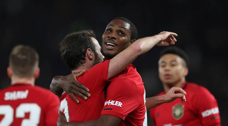 Manchester United's Odion Ighalo celebrates scoring