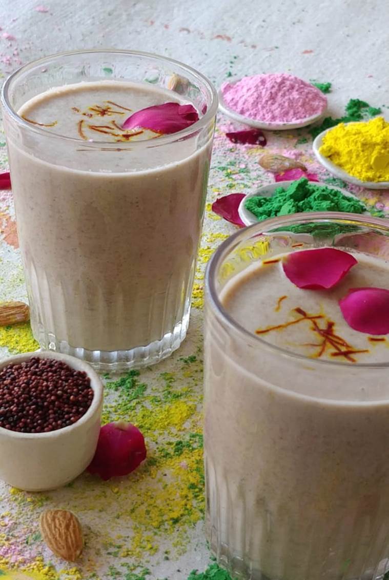 Holi recipe, recipe, healthy drink., ragi thandai, millet, indian express news