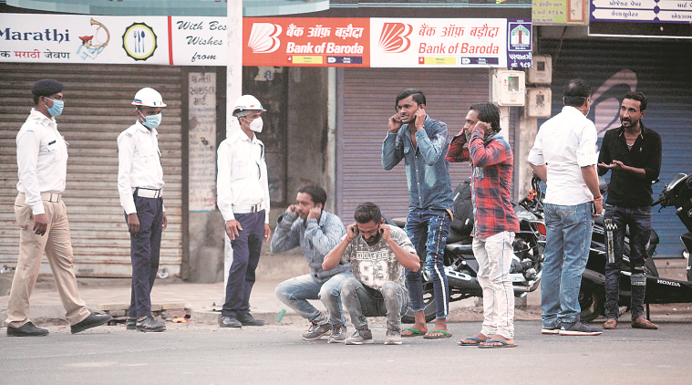 Gujarat Police Hit The Streets To Keep People Indoors India News The Indian Express