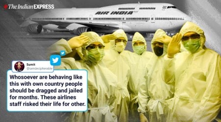 air india, air india staff ostracised, air india coronavirus, coronavirus air india flight rescue, covid 19 air india crew harassed, viral news, indian express